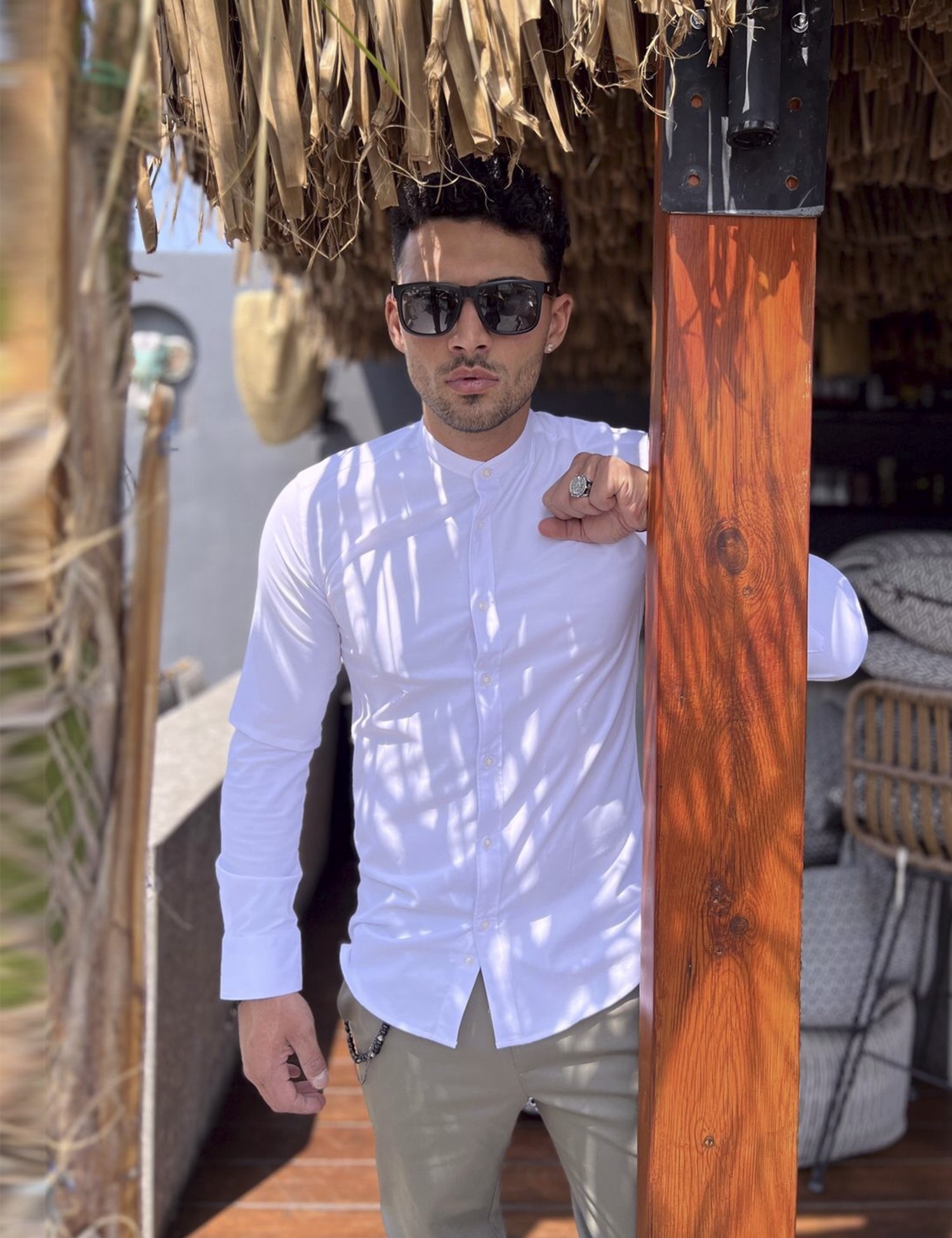 Ben Tailor ανδρικό λευκό πουκάμισο με μάο γιακά 0692W φωτογραφία